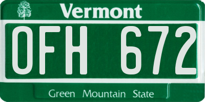 VT license plate OFH672