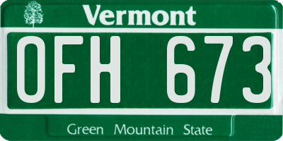 VT license plate OFH673