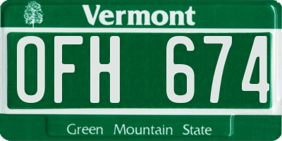 VT license plate OFH674