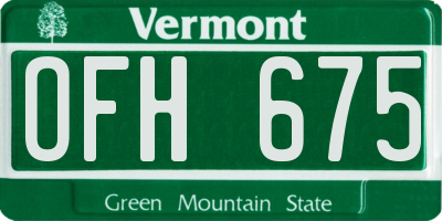 VT license plate OFH675
