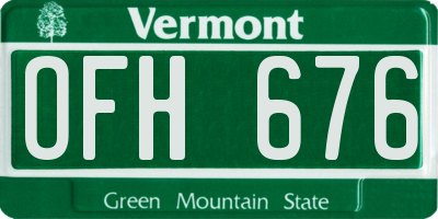 VT license plate OFH676
