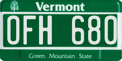 VT license plate OFH680