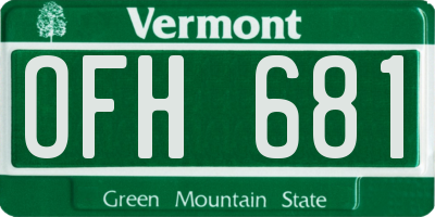 VT license plate OFH681