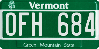 VT license plate OFH684