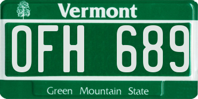 VT license plate OFH689