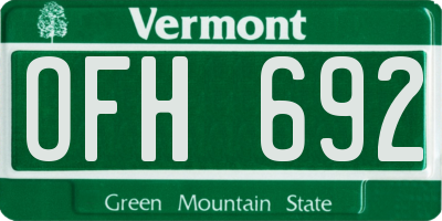 VT license plate OFH692