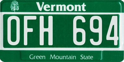 VT license plate OFH694