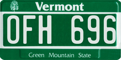 VT license plate OFH696