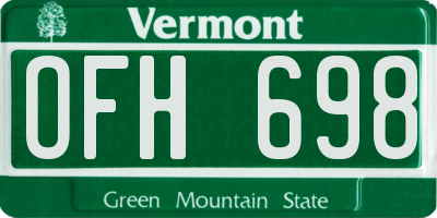 VT license plate OFH698