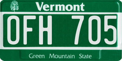 VT license plate OFH705