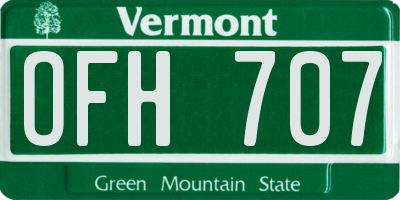 VT license plate OFH707