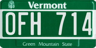 VT license plate OFH714