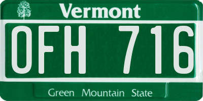 VT license plate OFH716