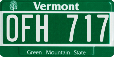 VT license plate OFH717