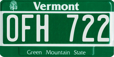 VT license plate OFH722