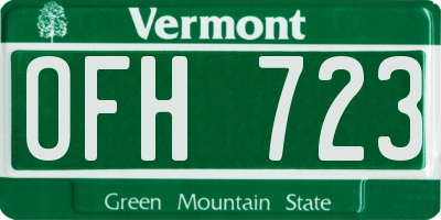 VT license plate OFH723