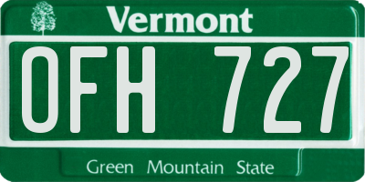VT license plate OFH727