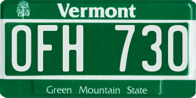 VT license plate OFH730