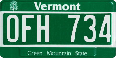 VT license plate OFH734
