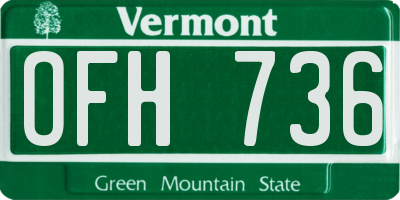 VT license plate OFH736