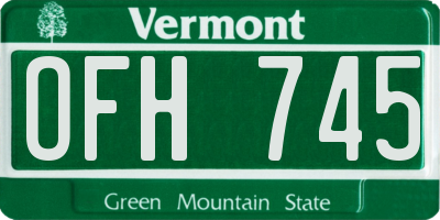 VT license plate OFH745