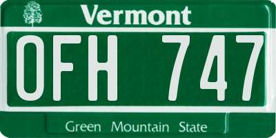 VT license plate OFH747