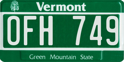 VT license plate OFH749