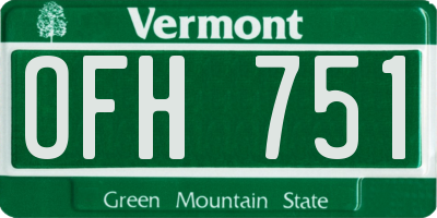 VT license plate OFH751