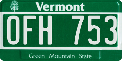VT license plate OFH753