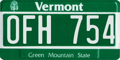 VT license plate OFH754