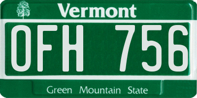 VT license plate OFH756
