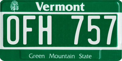 VT license plate OFH757