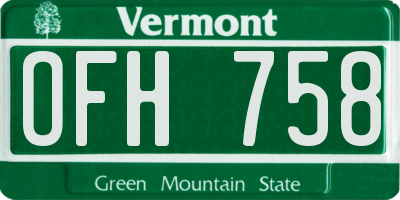 VT license plate OFH758