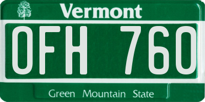 VT license plate OFH760