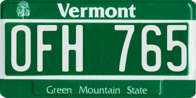 VT license plate OFH765