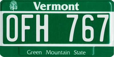 VT license plate OFH767