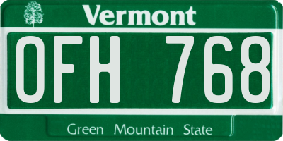 VT license plate OFH768
