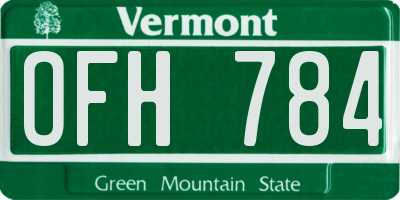 VT license plate OFH784