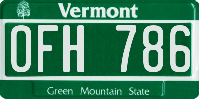VT license plate OFH786