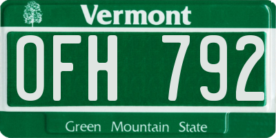 VT license plate OFH792