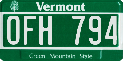 VT license plate OFH794