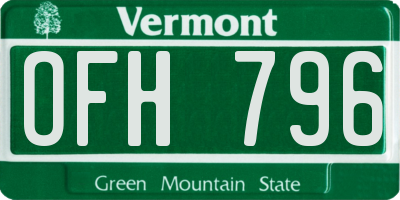 VT license plate OFH796
