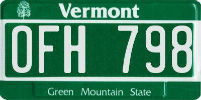 VT license plate OFH798