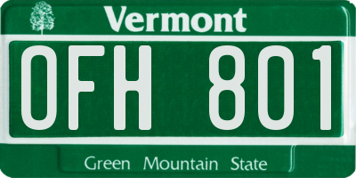 VT license plate OFH801