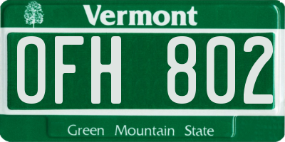 VT license plate OFH802