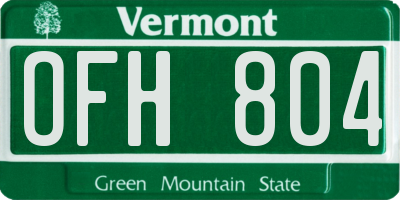 VT license plate OFH804
