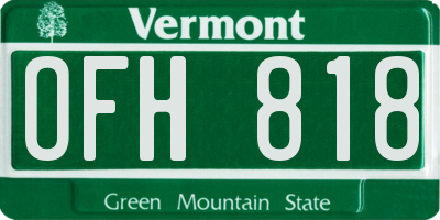 VT license plate OFH818