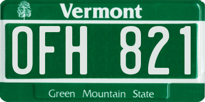 VT license plate OFH821