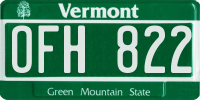 VT license plate OFH822