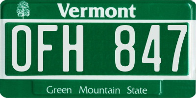 VT license plate OFH847